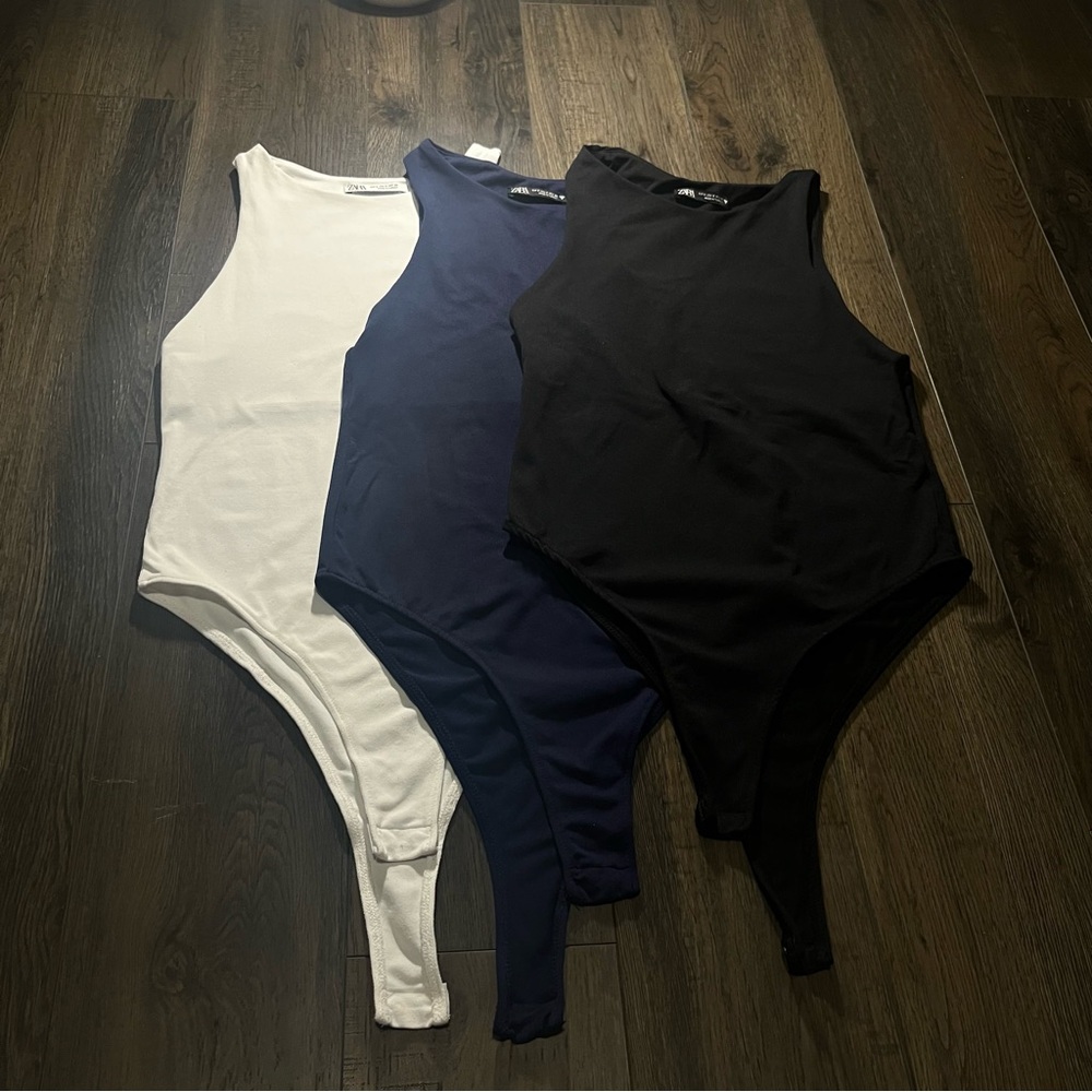 ZARA - Set of 3 - White/Black/NavyBodysuits - Women’s S